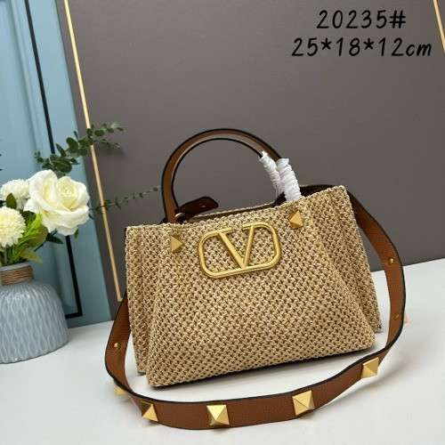 발렌티노 V로고 라피아 토트백 25cm [베이지]