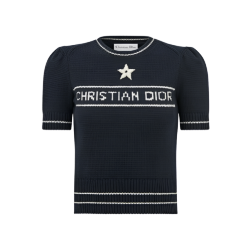 디올 CHRISTIAN DIOR 에크루 캐시미어 울 니트 반소매 스웨터 [2컬러] TU876138
