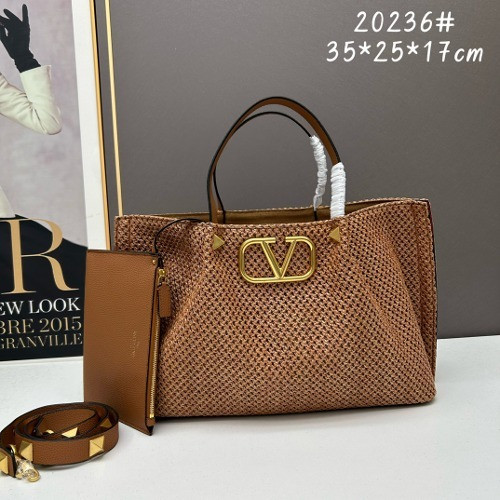 발렌티노 V로고 라피아 토트백 35cm [브라운]